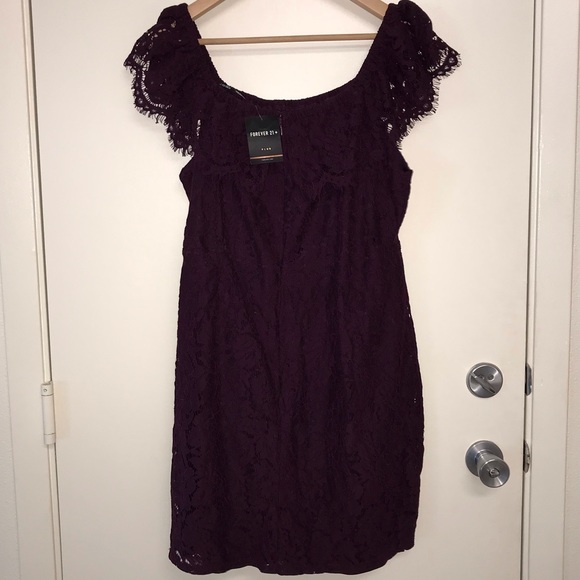 Forever 21 Dresses & Skirts - NWT Forever 21 Plus Lace Overlay Dress Plum
